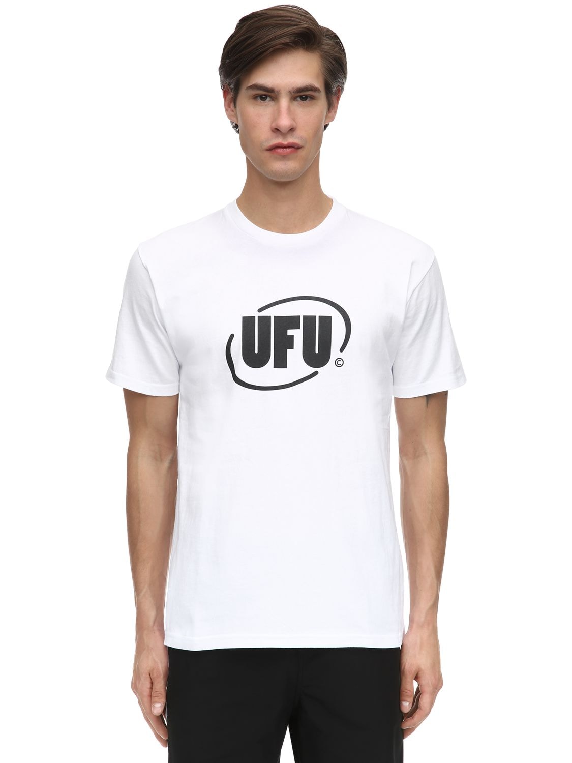 Ufu - Used Future Round Logo Cotton Jersey T-shirt In White