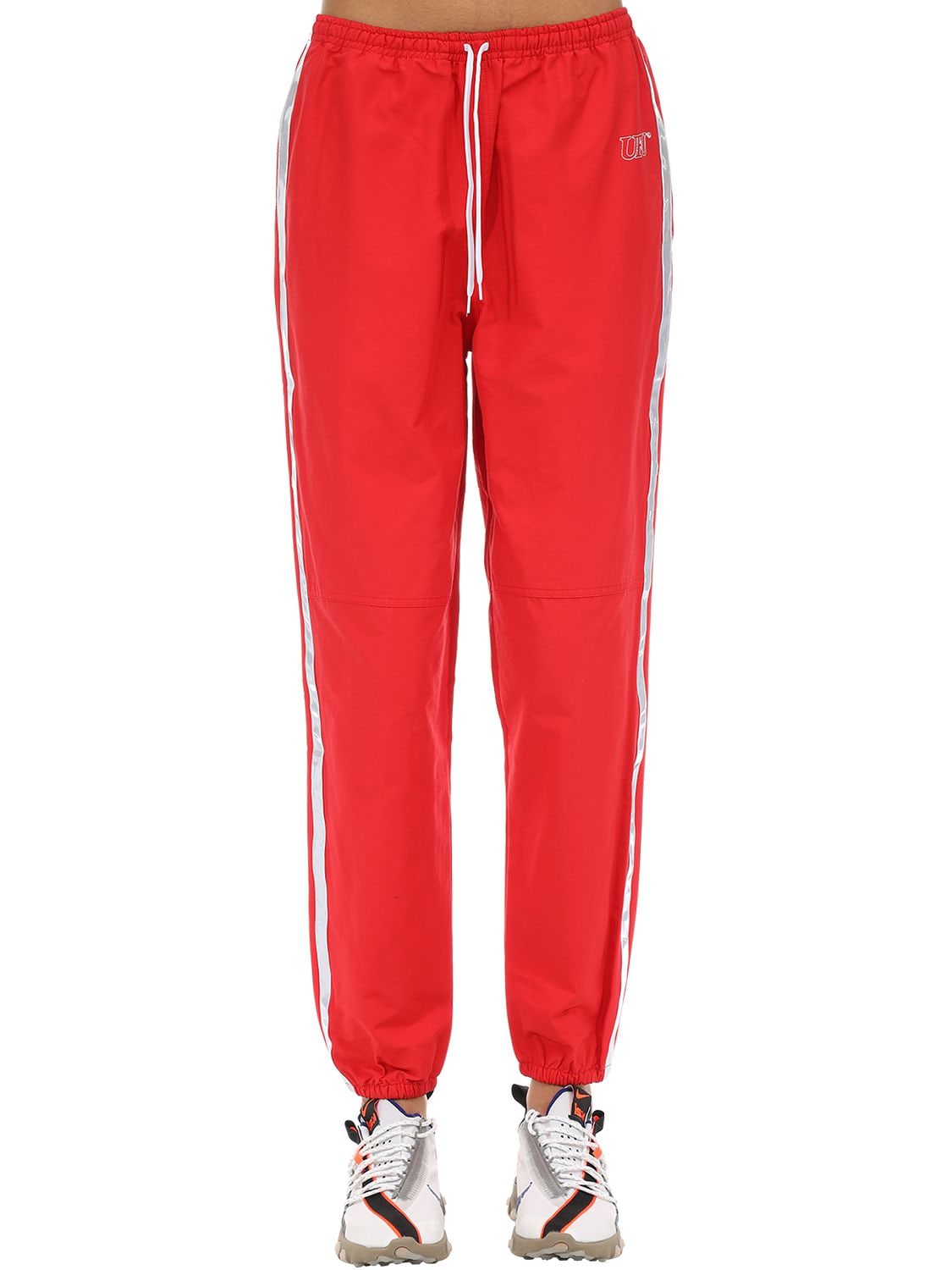 Ufu - Used Future Cotton & Nylon Trousers In Red