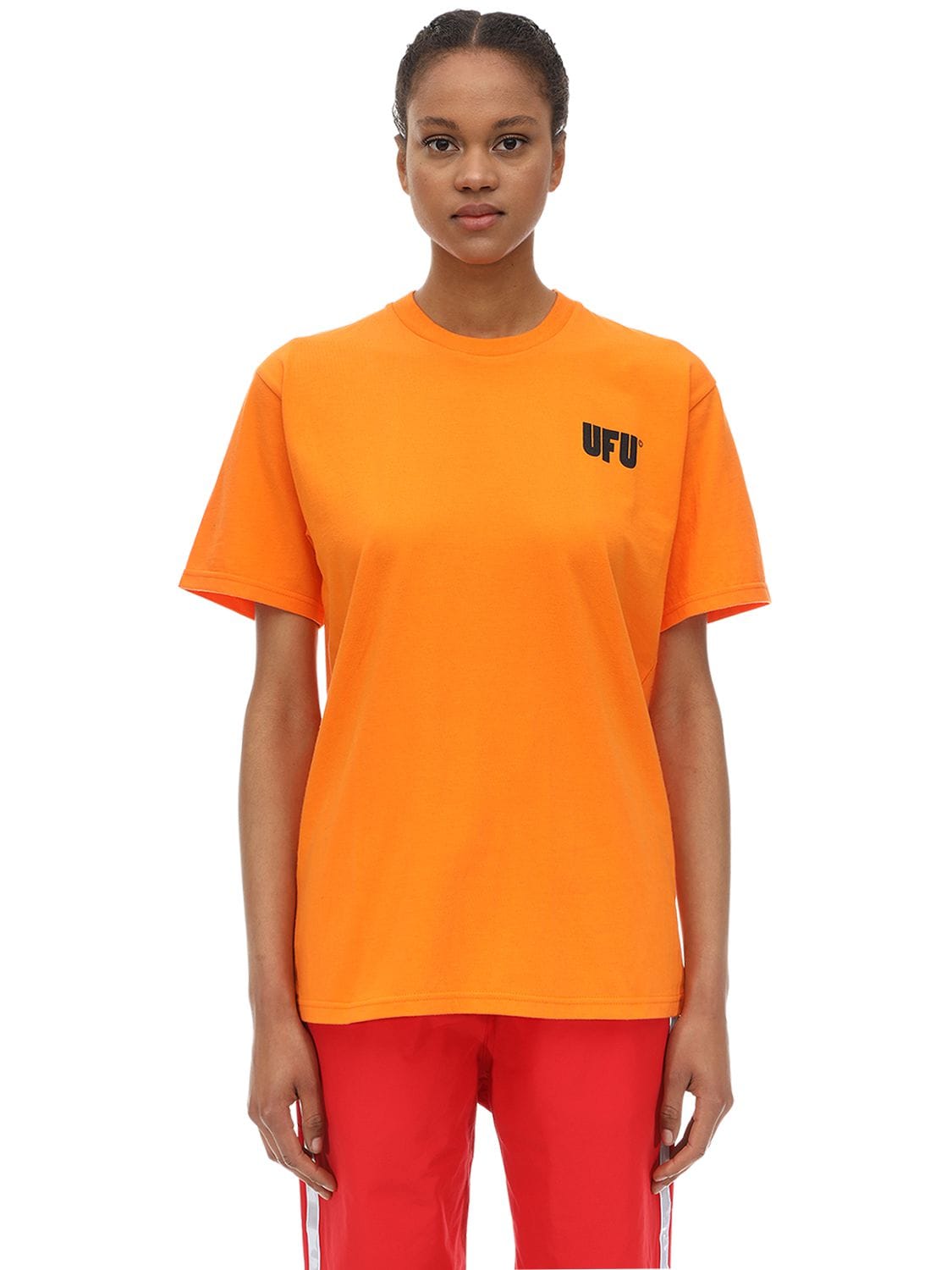 Ufu - Used Future Ufu Ad Cotton Jersey T-shirt In Orange