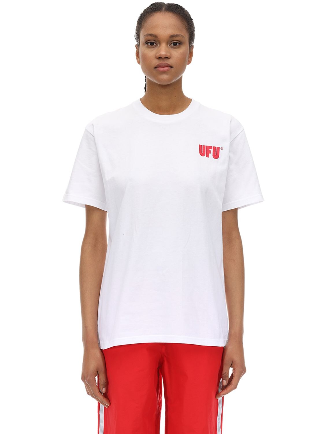 Ufu - Used Future Ufu Ad Cotton Jersey T-shirt In White