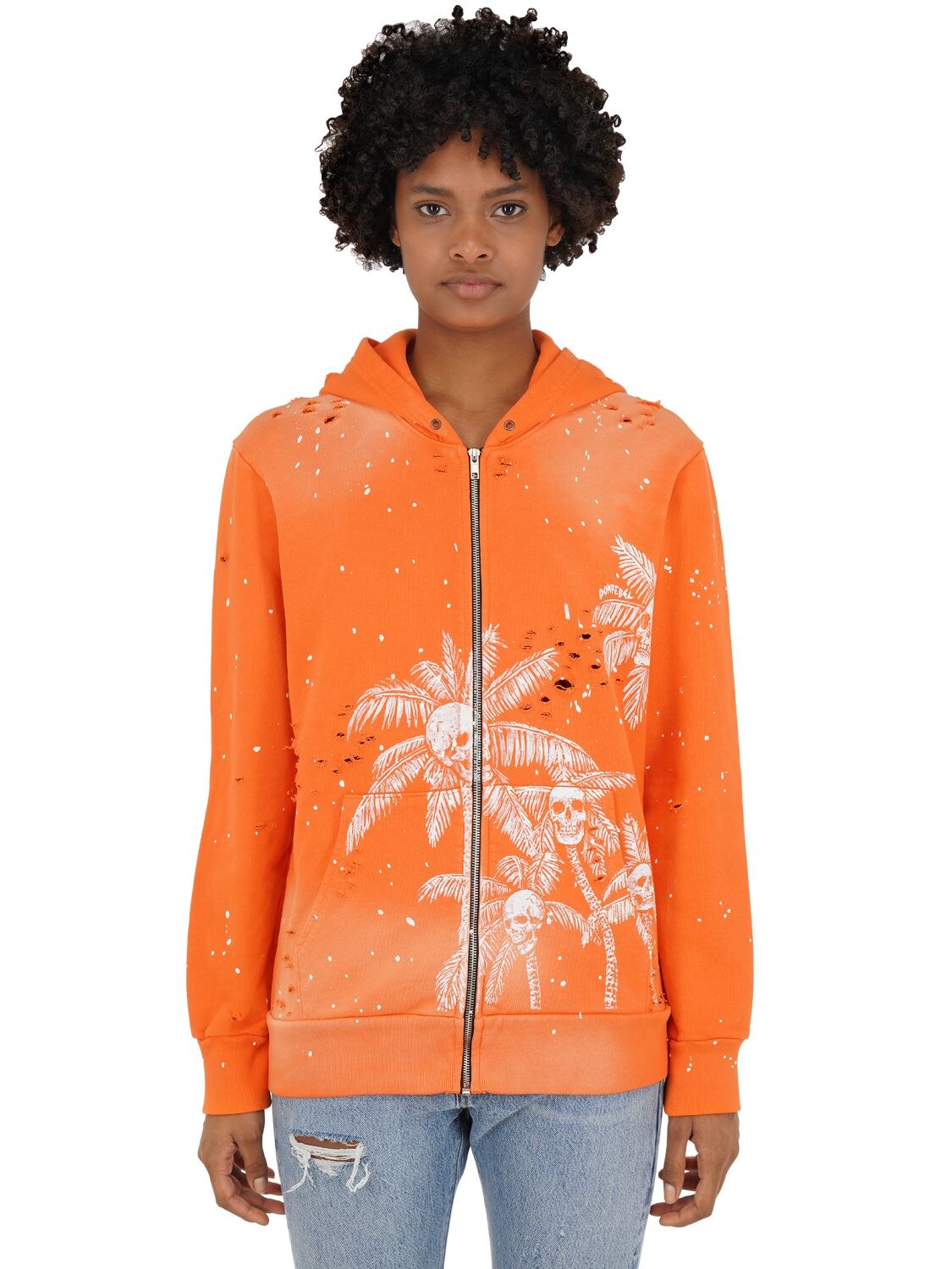 orange zip up hoodie