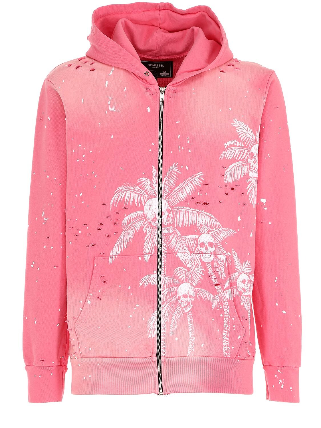 Palm Skull Zip-up Sweatshirt Hoodie In Pink
