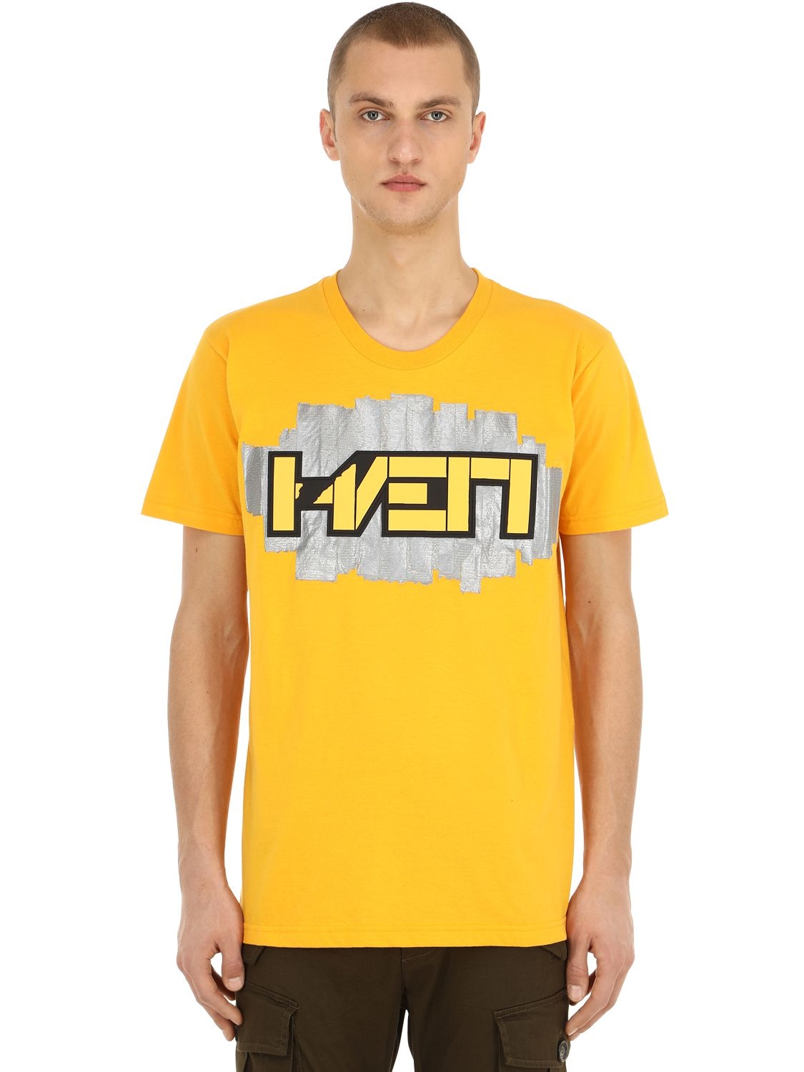 Haervaerk 3d Patch Cotton Jersey T-shirt In Yellow