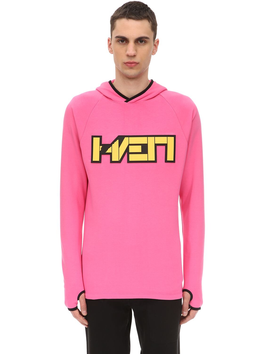 Haervaerk 3d Patch Slim Fit Sweatshirt Hoodie In Pink