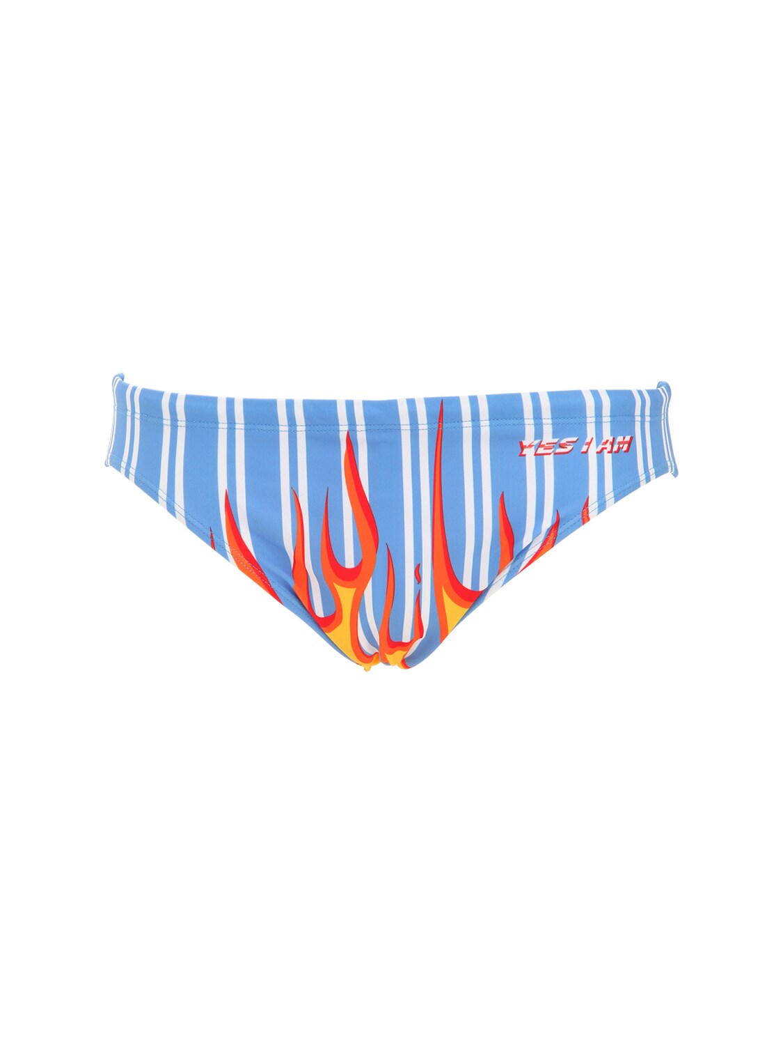 Yes I Am On Fire Striped Swim Briefs In Light Blue