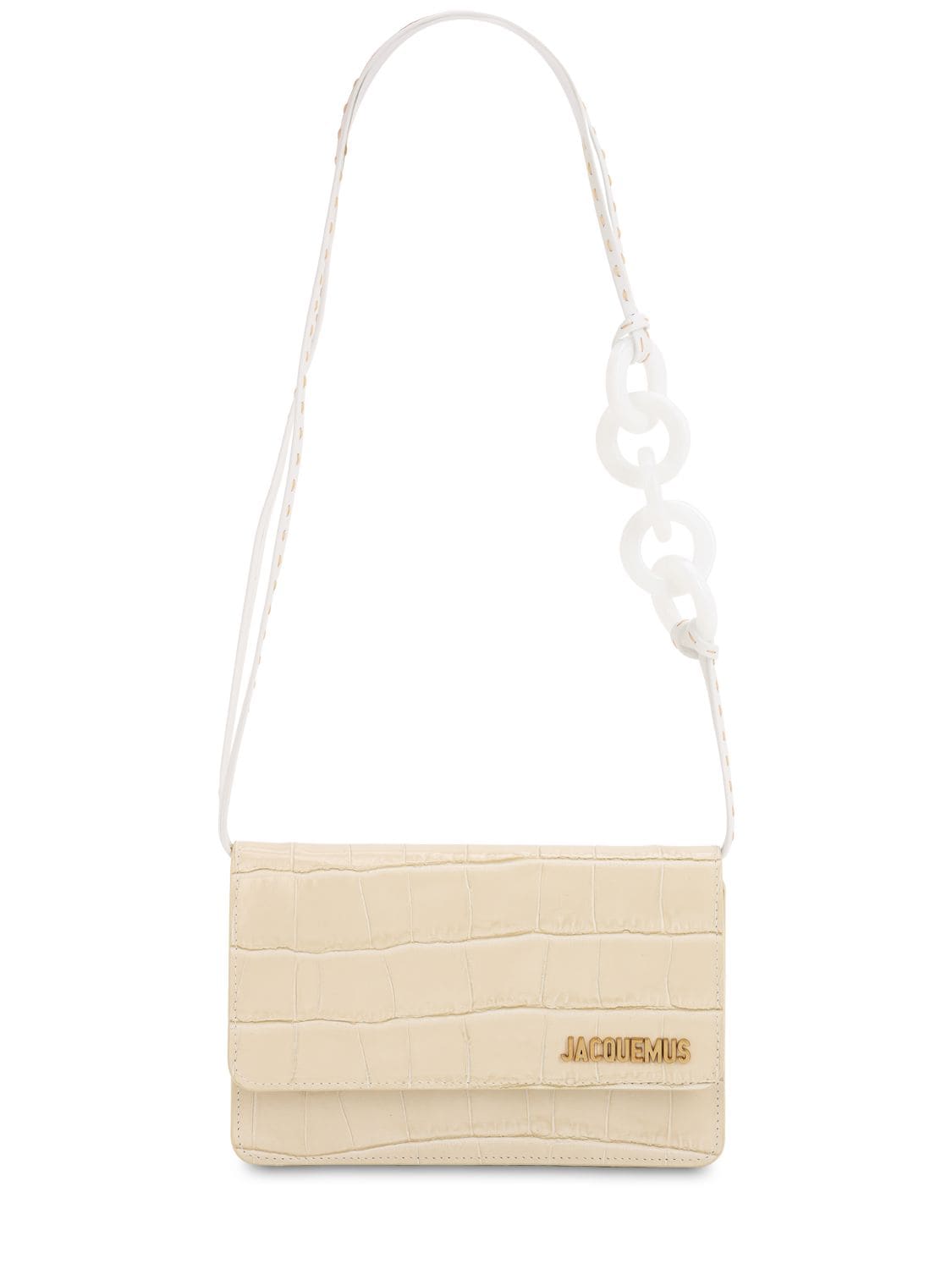 Jacquemus Le Sac Riviera Croc Embossed Leather Bag In Beige