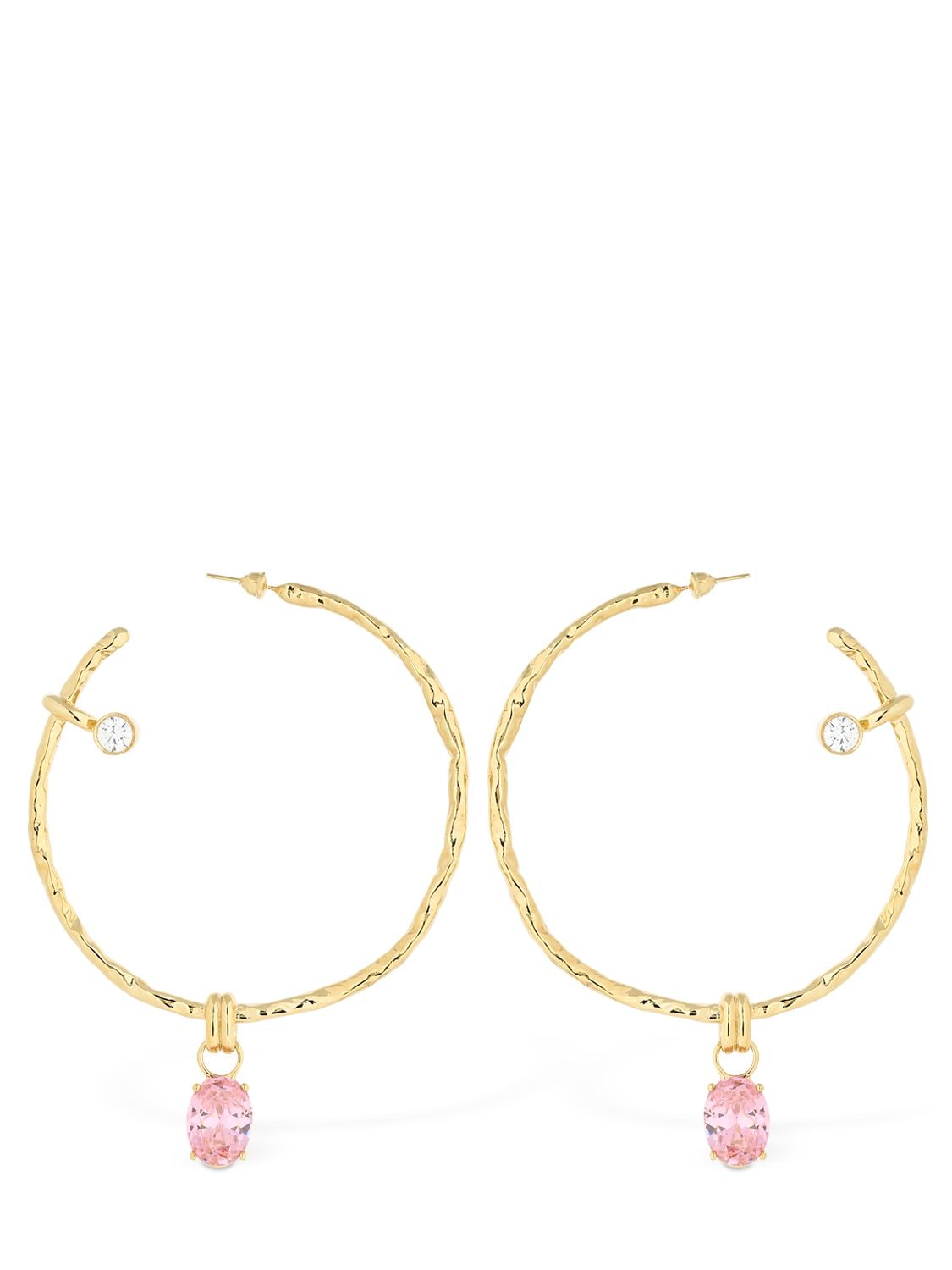 Attico X Alican Icoz Crystal-embellished Hoop Earrings In Gold
