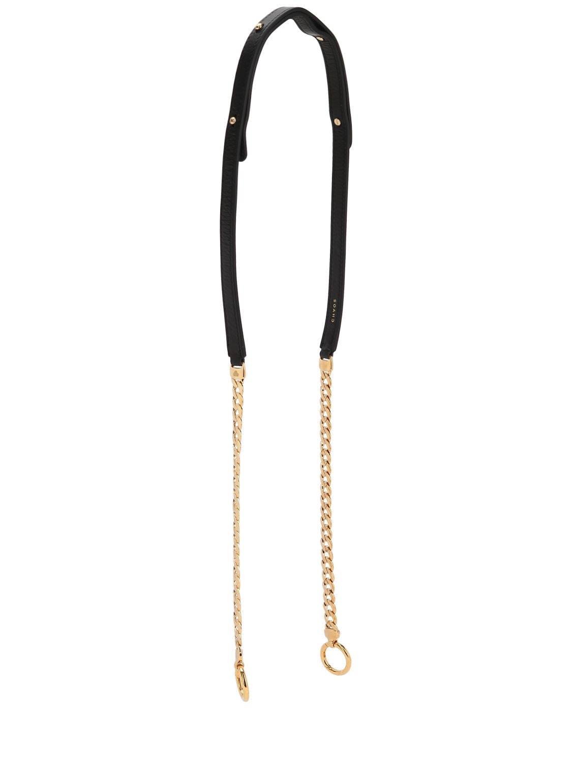 Chaos Leather & Metal Chain Bag Strap In Gold/black