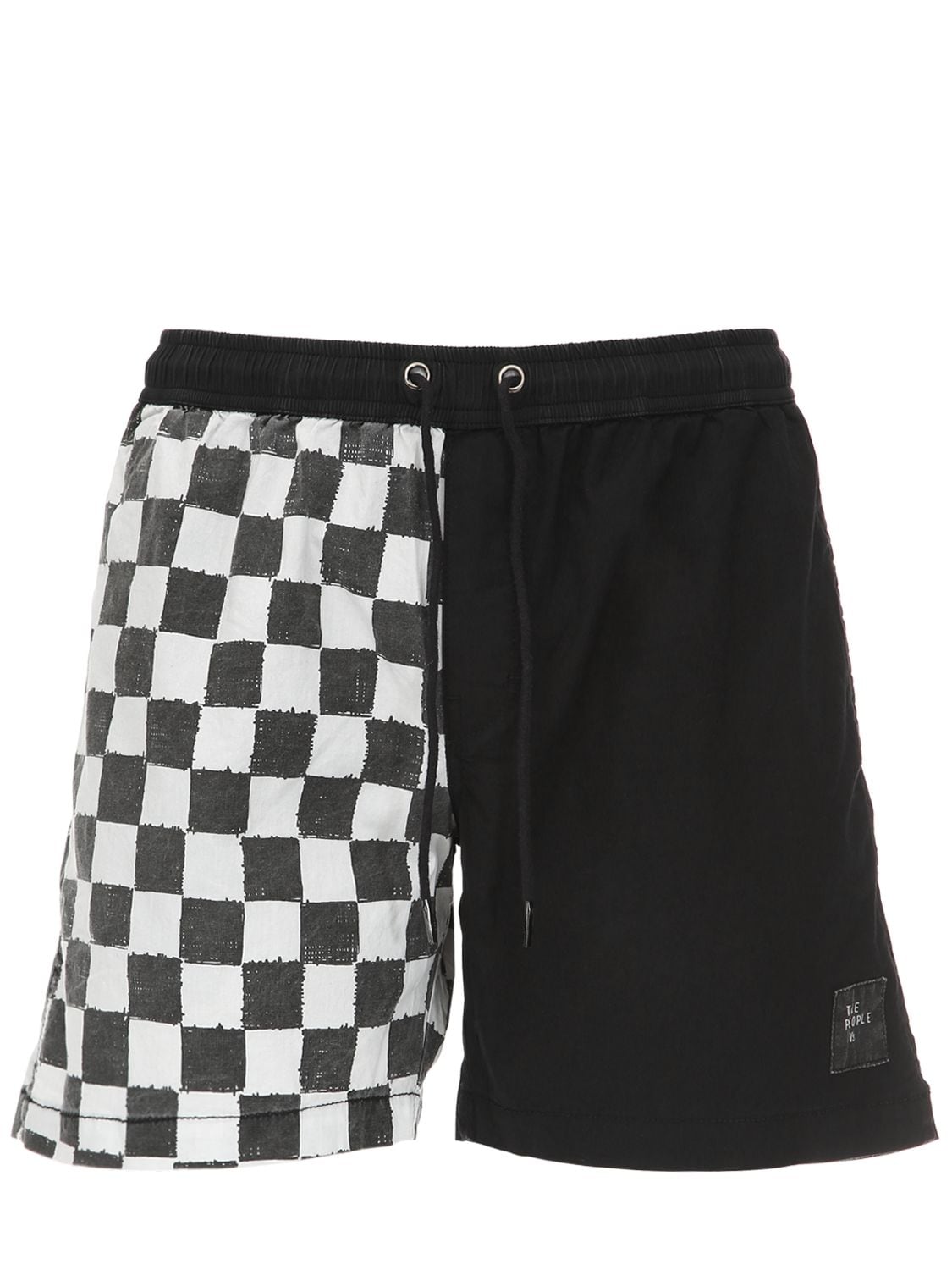 The People Vs Motorsport Easy Boardie Cotton Shorts In Black,white
