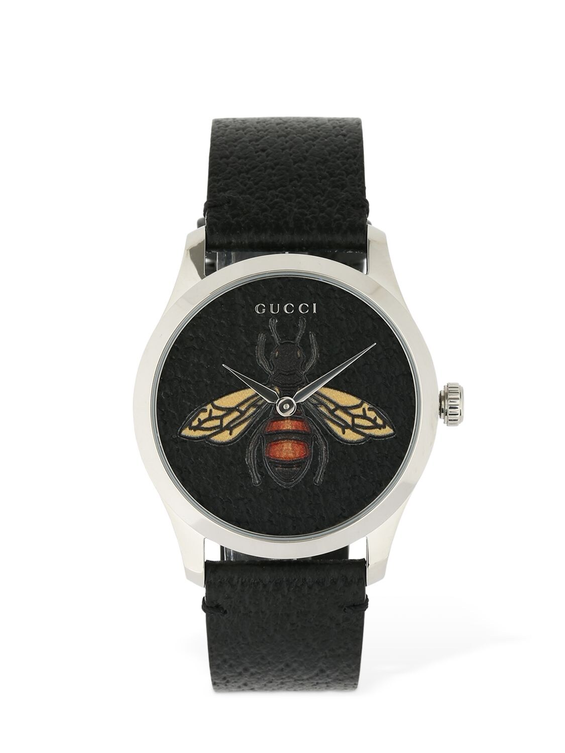 Gucci G Timeless Contemporary Bee Watch In Black