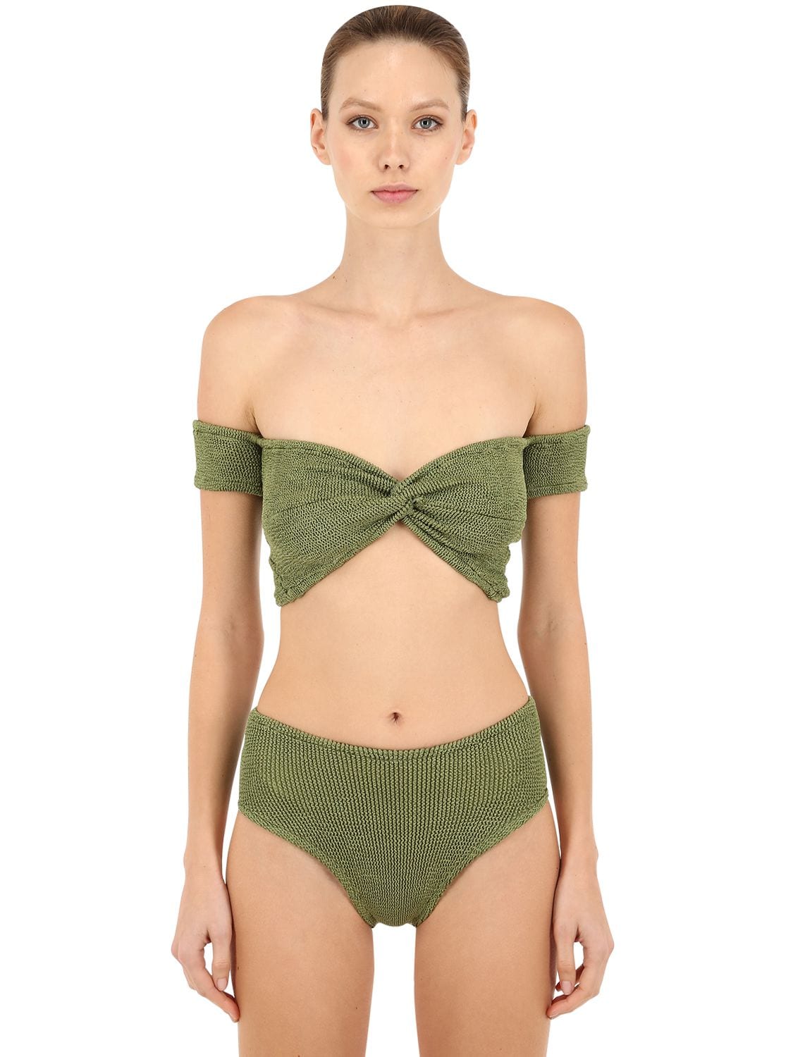 olive green bandeau bikini