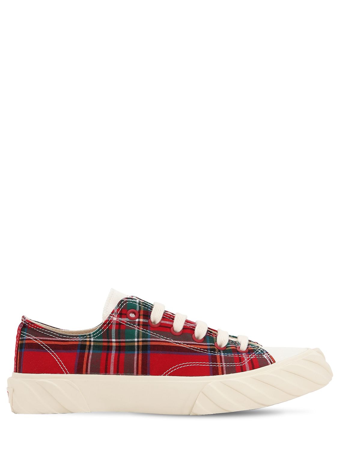 Age - Across To Genuine Era Age Cut Checked Cotton Canvas Sneakers In Red