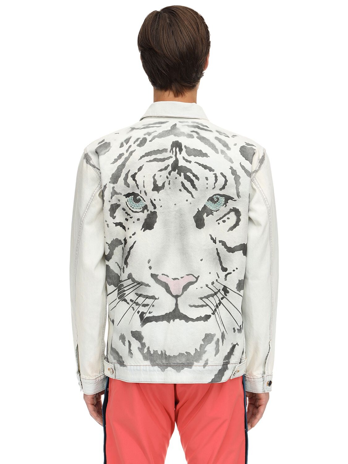 tiger print denim jacket