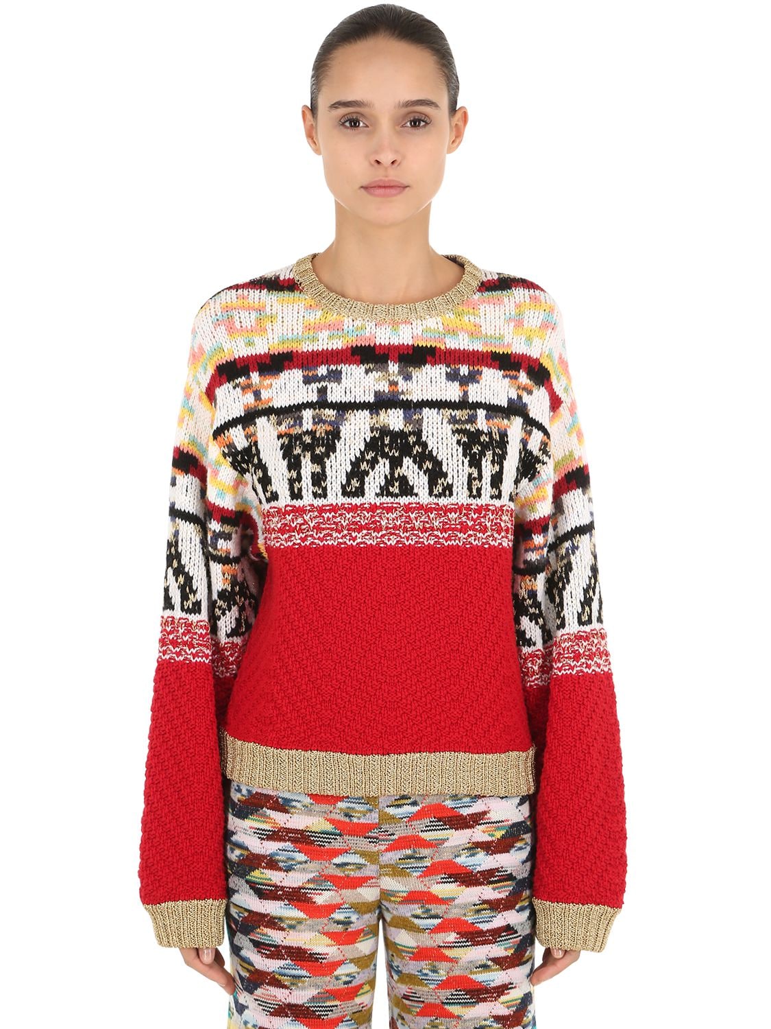 Missoni Jacquard Wool Blend Knit Sweater In Multicolor