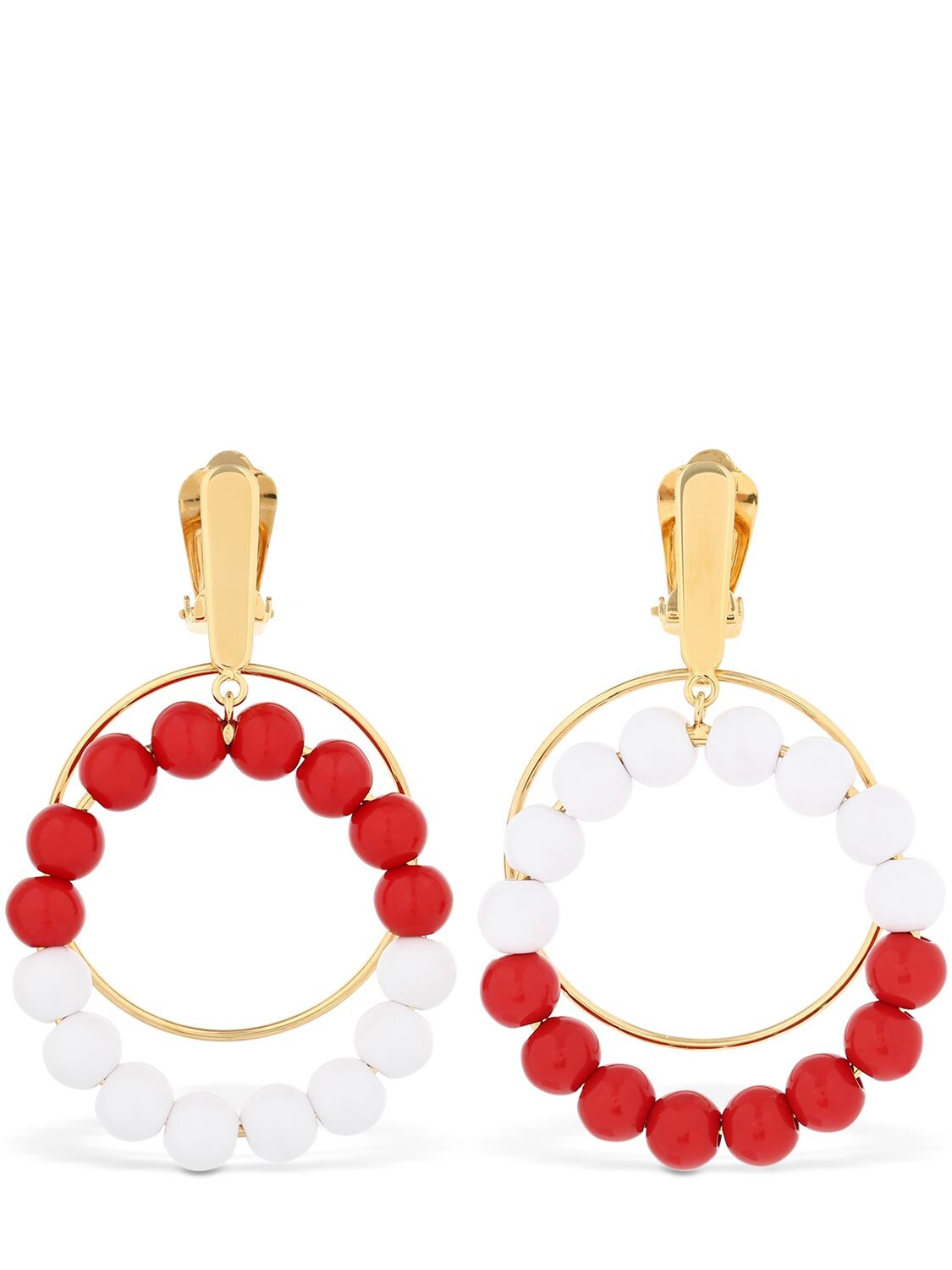Marni Beaded Hoop Clip-on Earrings In Red