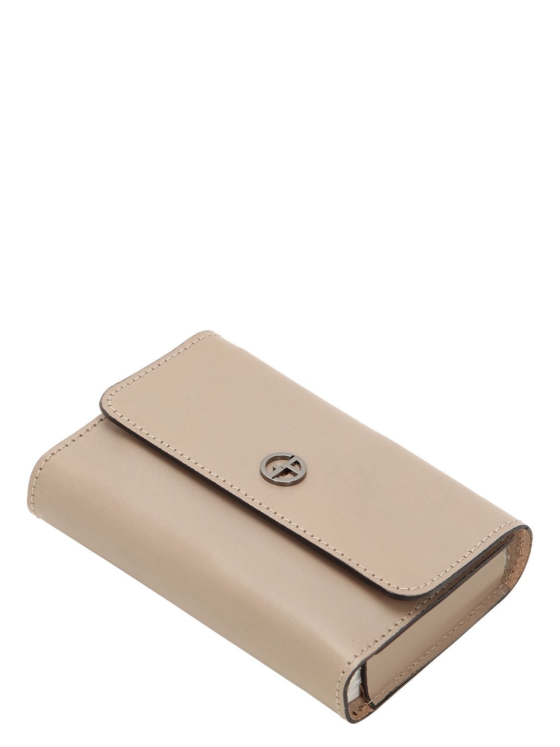 Armani/casa Euchre Cards & Leather Pouch In Beige