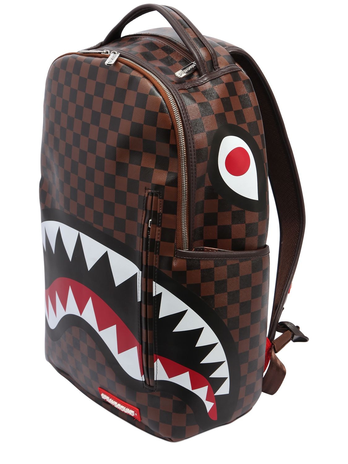 SPRAYGROUND: backpack in vegan leather with thunder sharks print - Brown