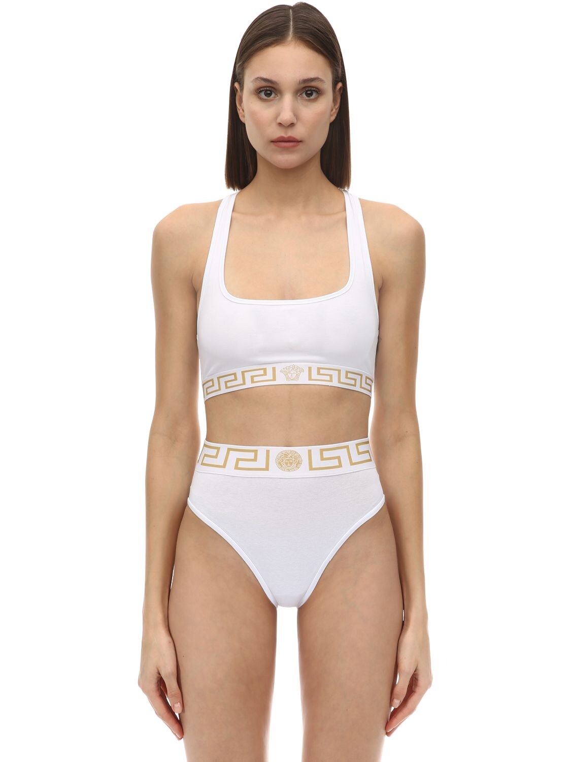 Versace Stretch Tech Jersey Top In White