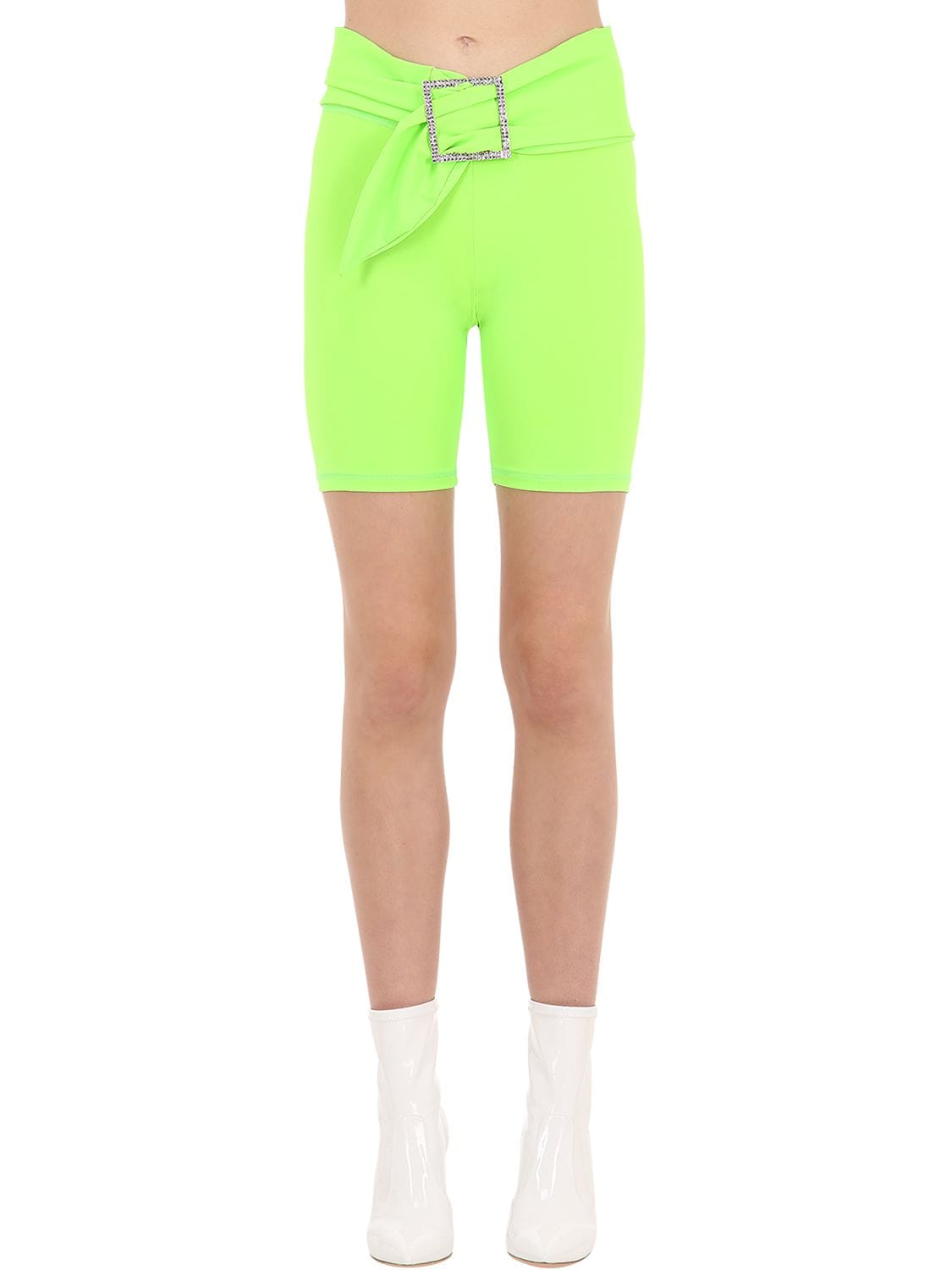 Aya Muse Lvr Exclusive Micro Nylon Biker Shorts In Neon Green