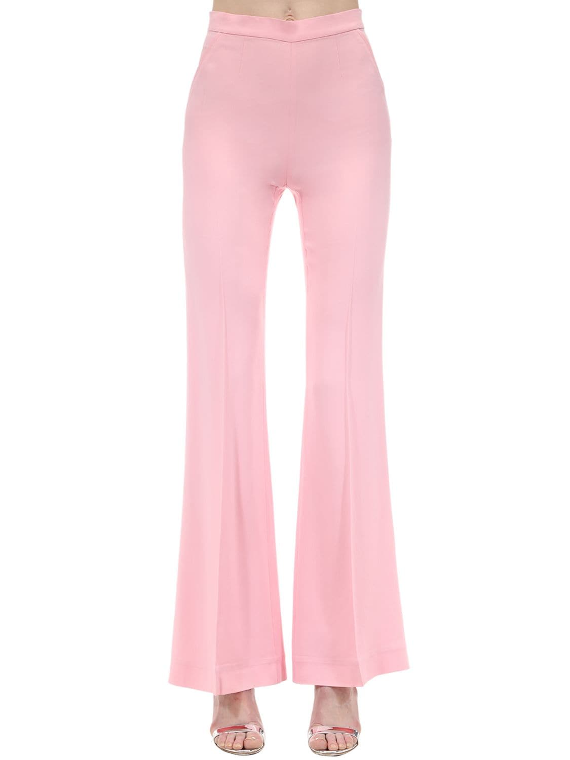 Marianna Senchina High Waist Flared Viscose Crepe Pants In Pink