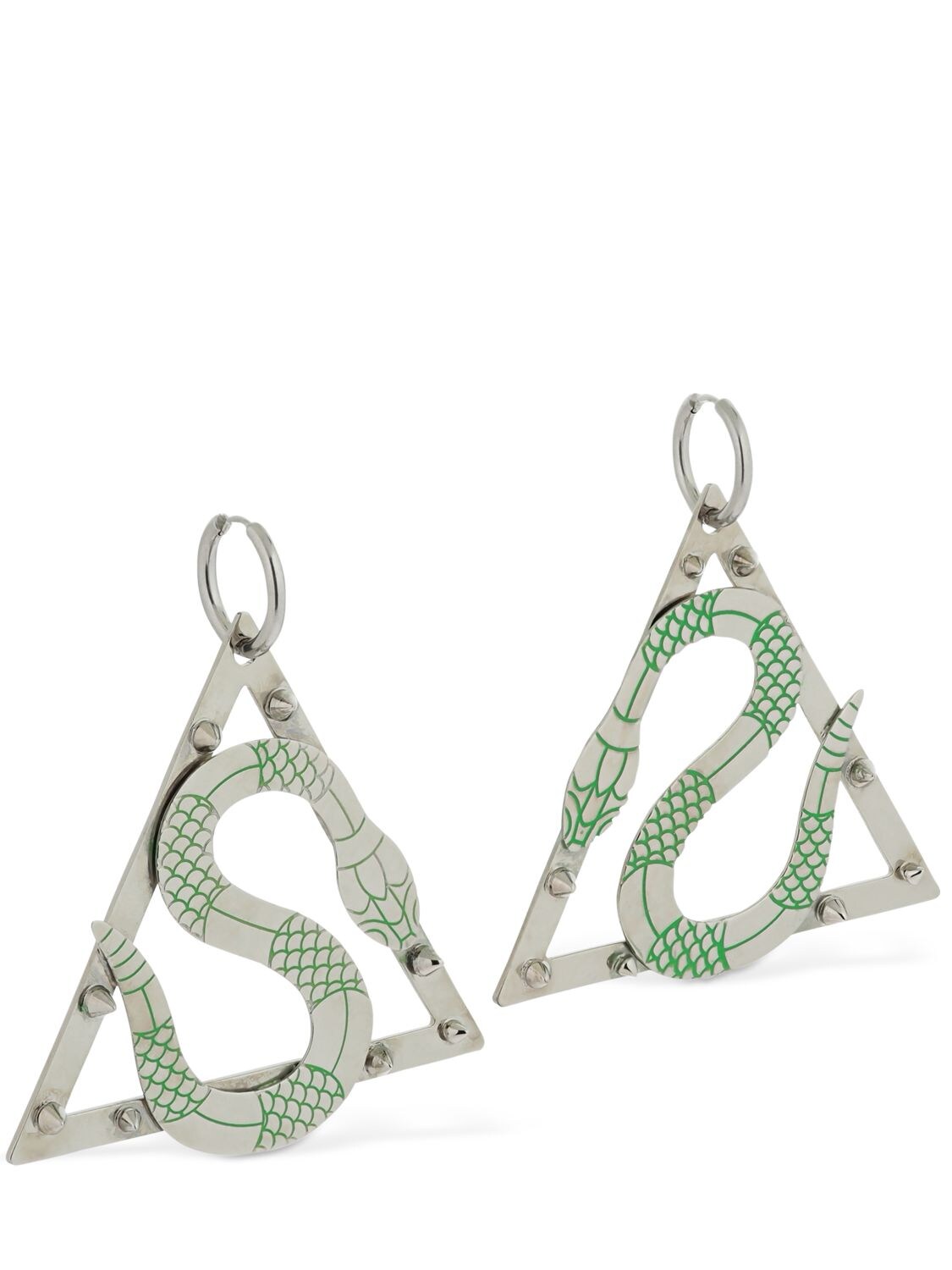 Sita Abellan Snake Triangle Lilith Earrings In Silver,green