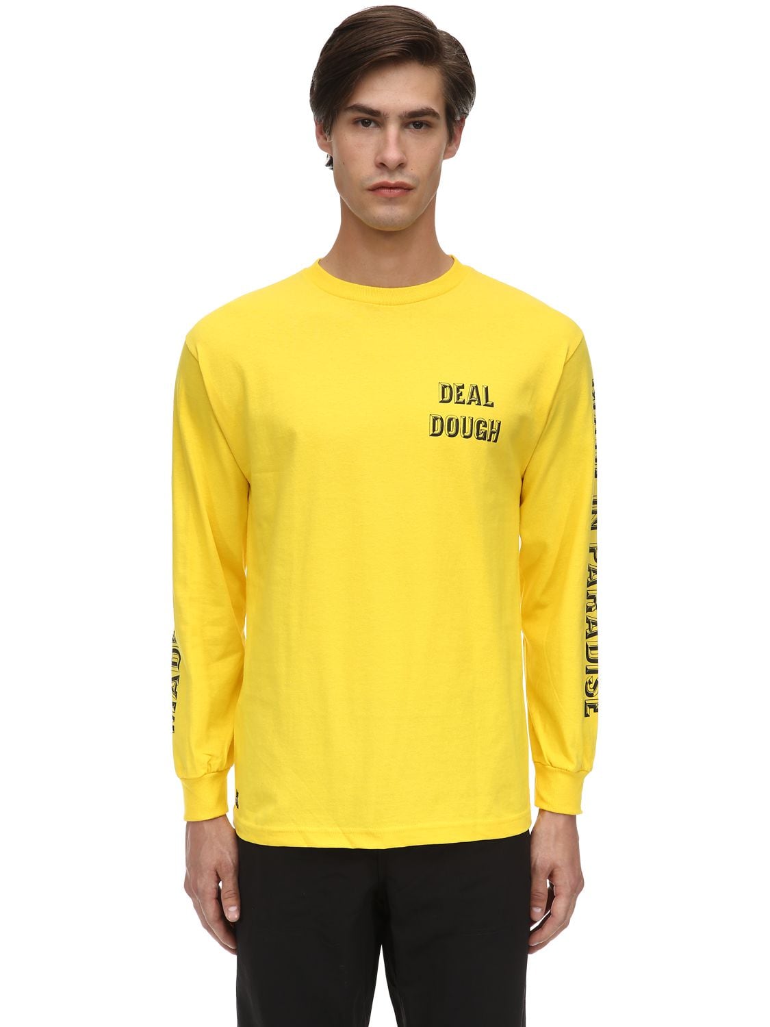 1800-paradise Deal Dough Long Sleeve Cotton T-shirt In Yellow