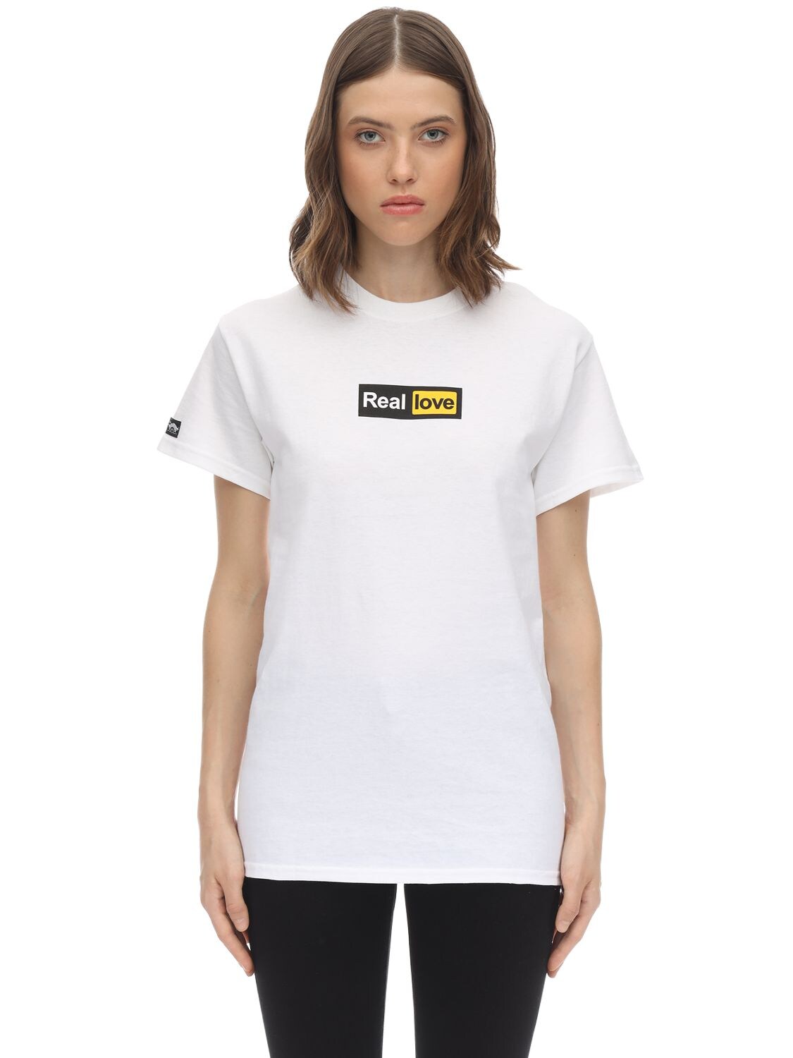1800-paradise Real Love Cotton Jersey T-shirt In White