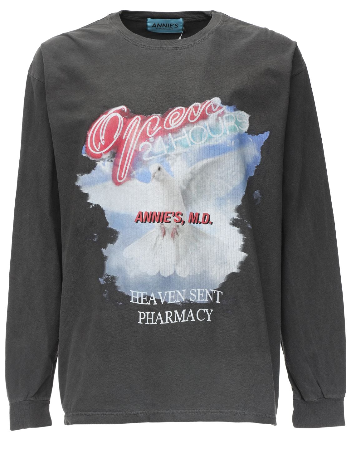 An An Ann Heaven Sent Longsleeve Cotton T-shirt In Grey