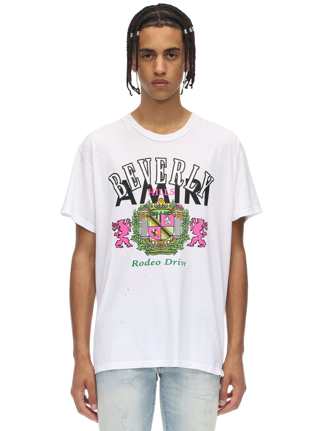 Amiri Beverly Hills Print Jersey T-shirt In White