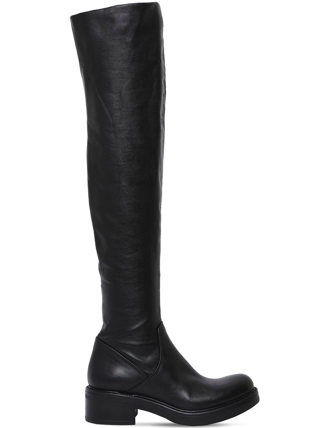 Strategia 30mm Stretch Faux Leather Boots In Black