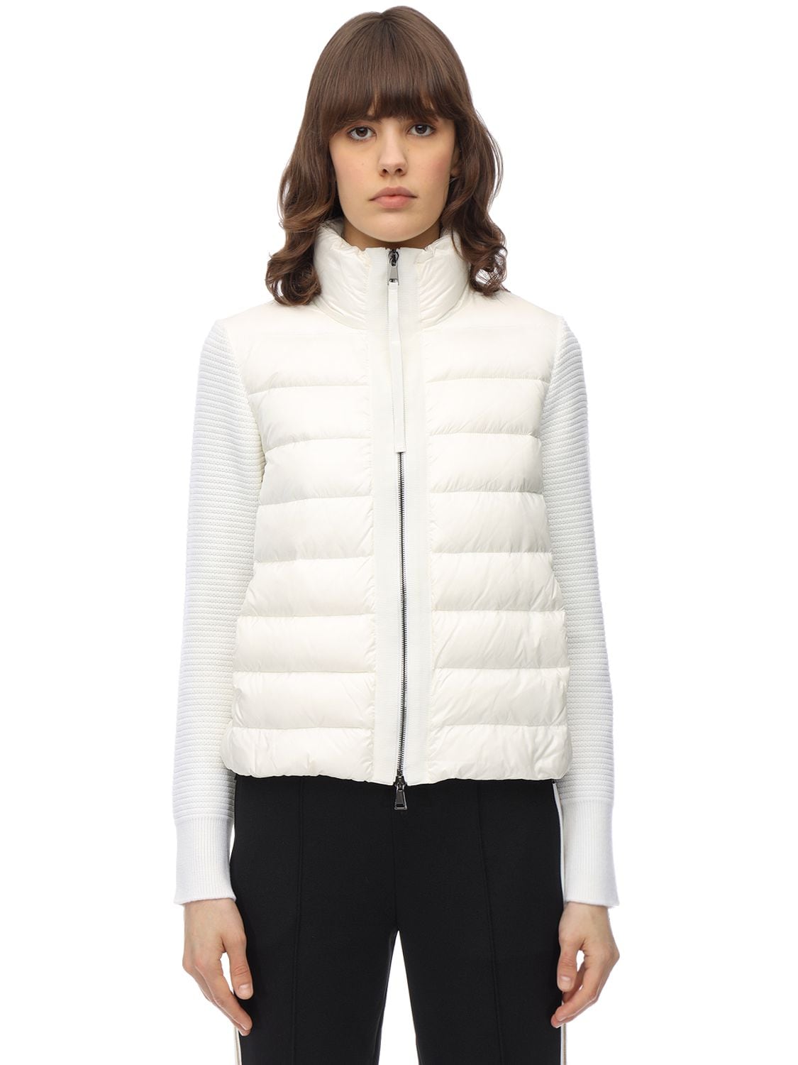 Moncler Nylon & Wool Short Down Jacket In White