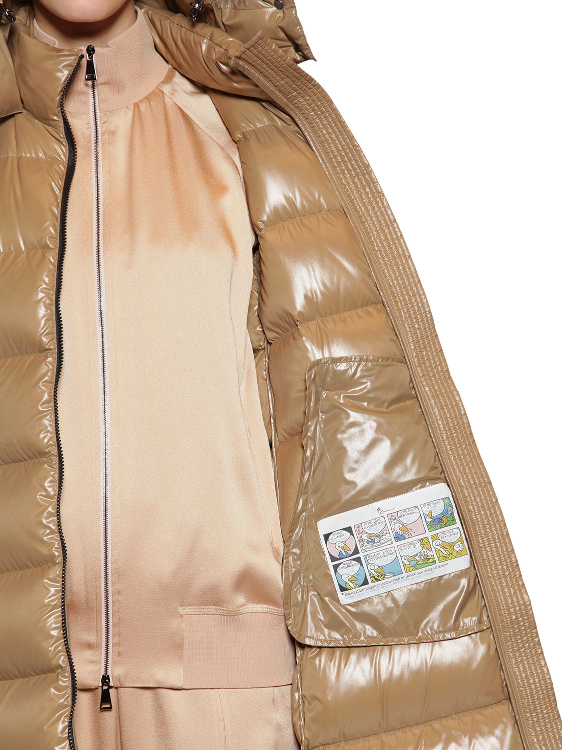 MONCLER HUDSON LONG NYLON LAQUÉ DOWN COAT