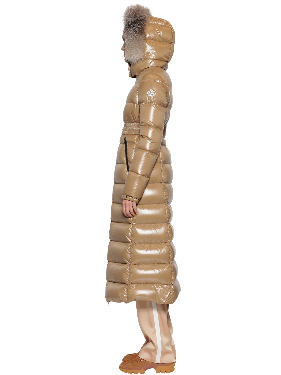 MONCLER HUDSON LONG NYLON LAQUÉ DOWN COAT