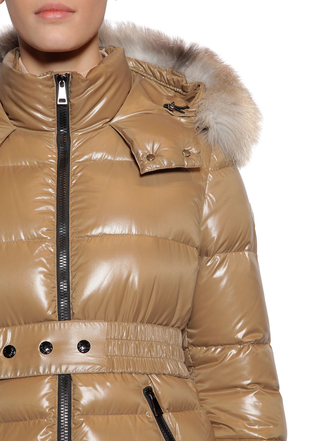 MONCLER HUDSON LONG NYLON LAQUÉ DOWN COAT