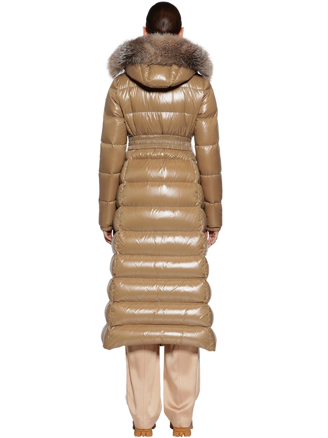 MONCLER HUDSON LONG NYLON LAQUÉ DOWN COAT
