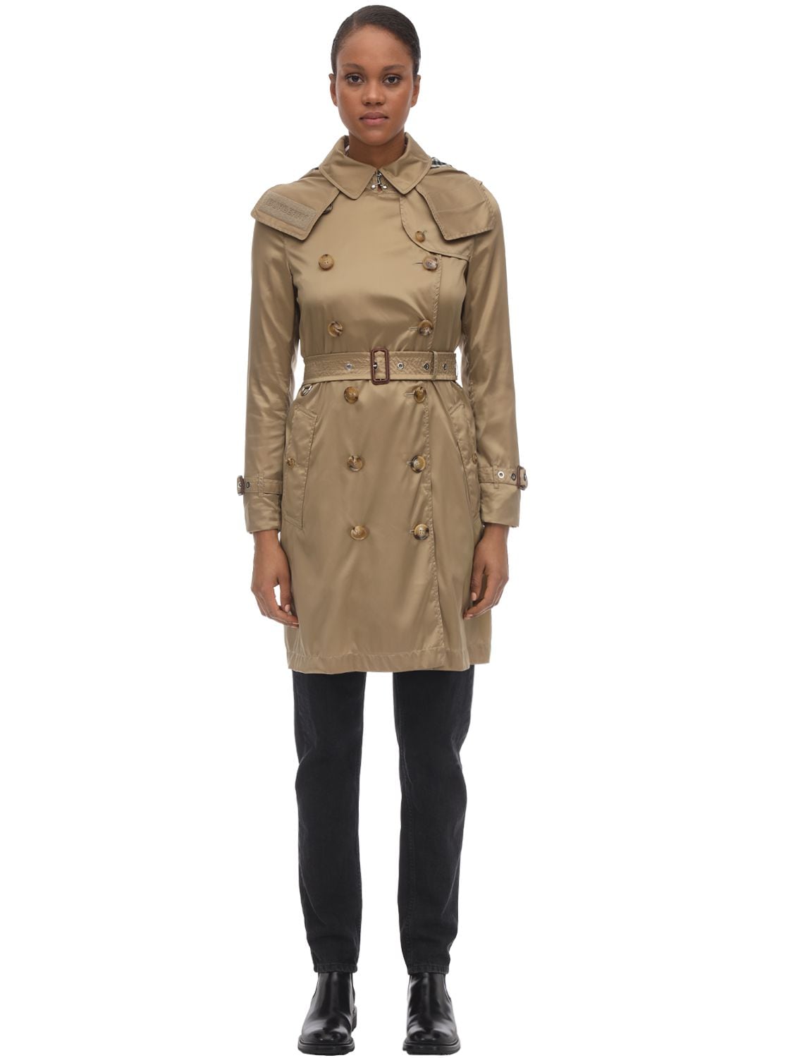 Kensington hooded nylon trench coat 