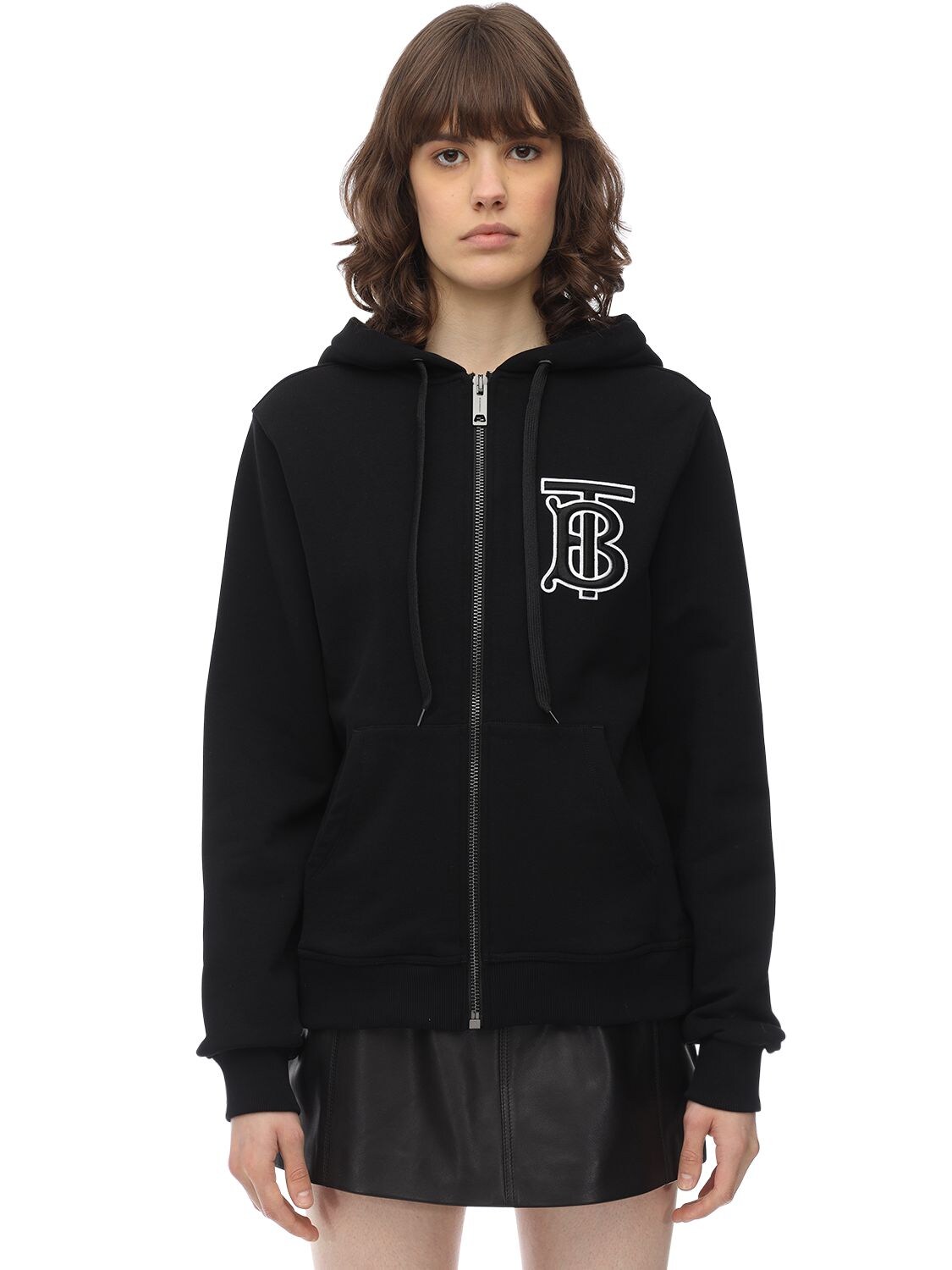 BURBERRY “TB”LOGO拉链开合纯棉平纹针织卫衣,70I040037-QTEXODK1