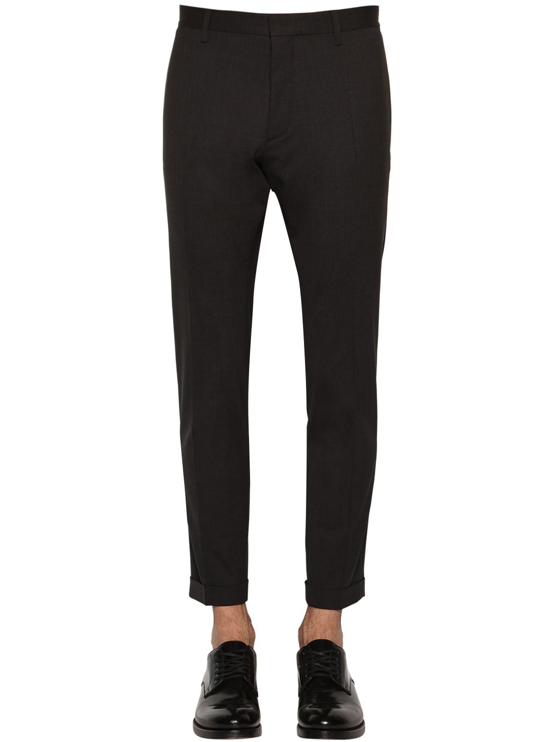 Dsquared2 Tidy Stretch Worsted Wool Pants In Dark Grey