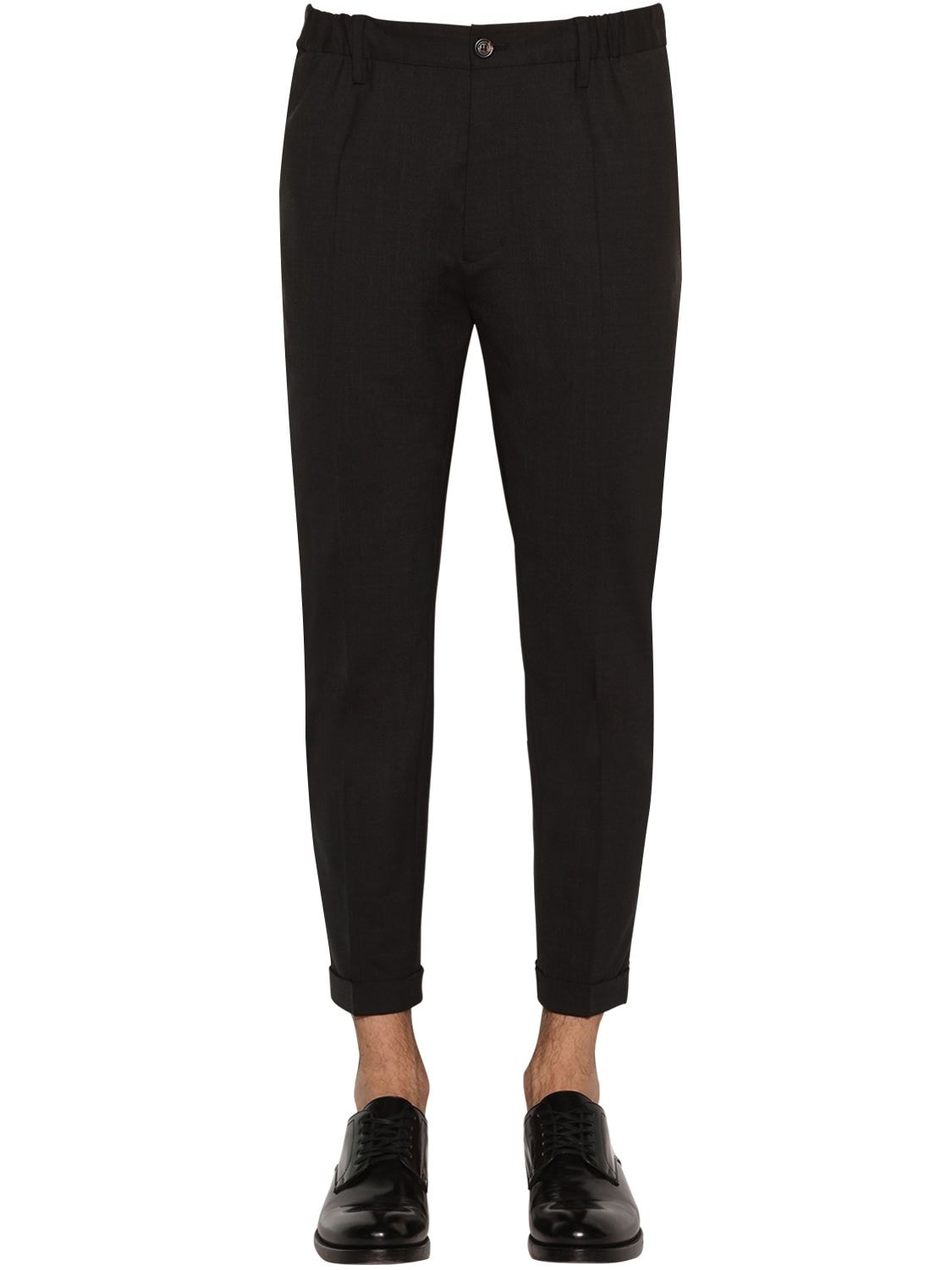 Dsquared2 Stretch Worsted Wool Pants In Black
