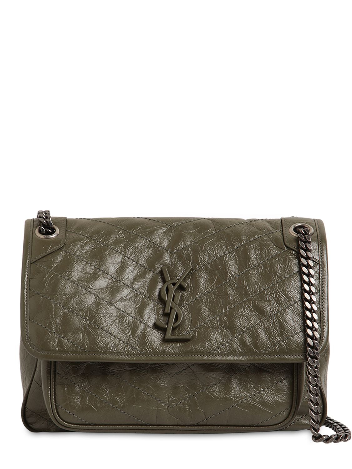 Saint Laurent Medium Niki Monogram Leather Bag In Olive Green