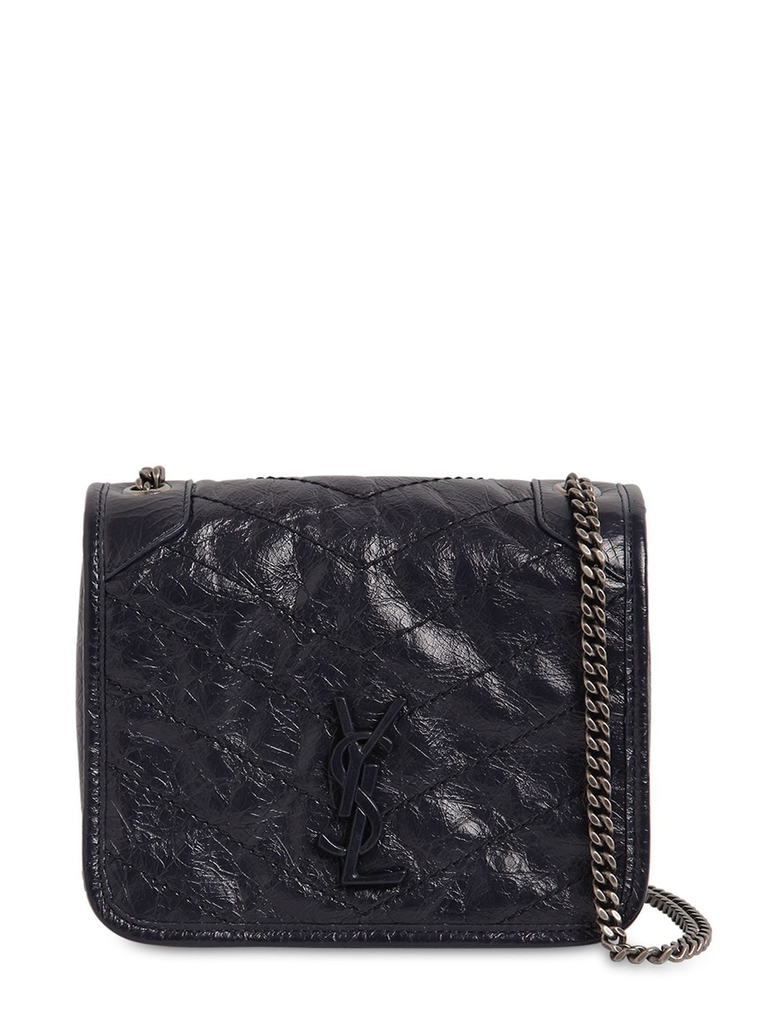 Saint Laurent Niki Chain Wallet Vintage Leather Bag In Marine Blue