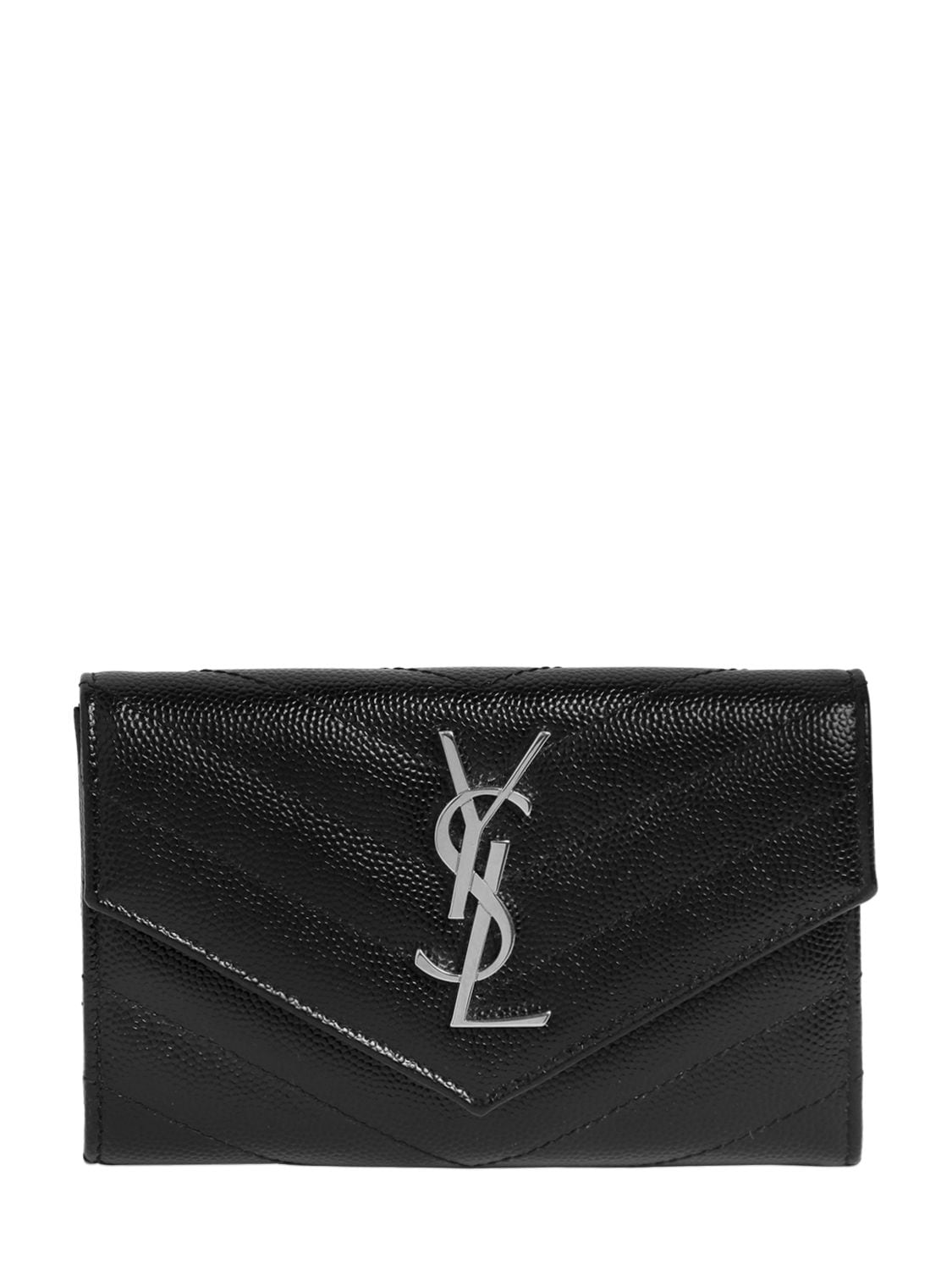 Saint Laurent Sm Monogram Leather Envelope Wallet In Black