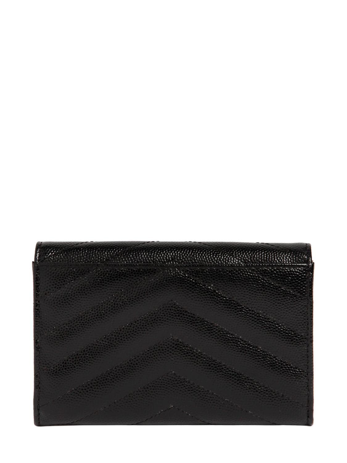 Shop Saint Laurent Sm Monogram Leather Envelope Wallet In Black