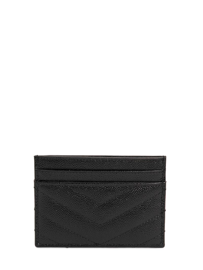 Shop Saint Laurent Quilted Leather Card Holder In Black