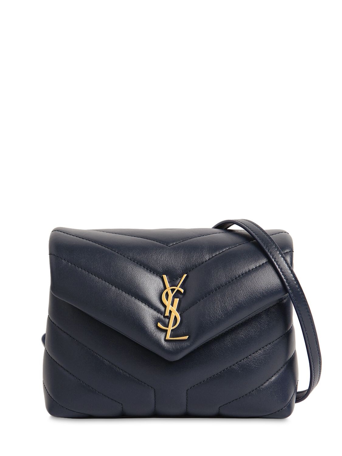 Saint Laurent Toy Loulou Monogram Leather Bag In Blue