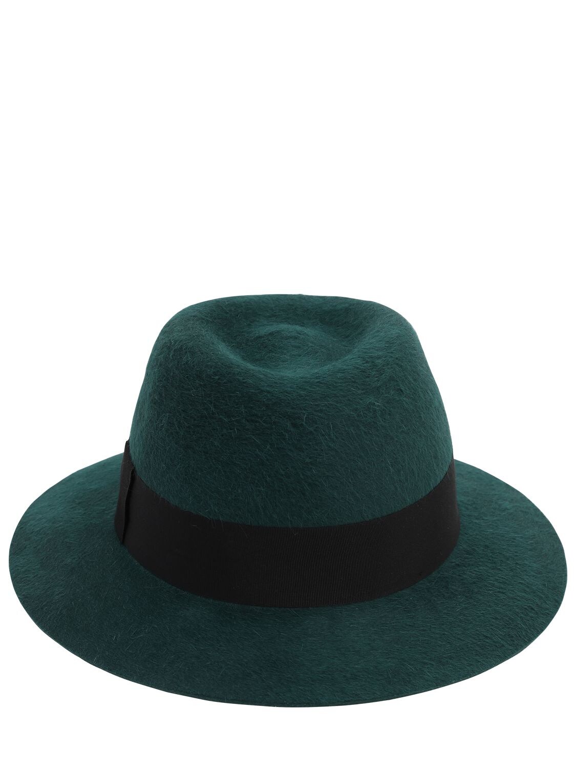 Saint Laurent Chapo Fedora Felted Lapin Hat In Dark Green