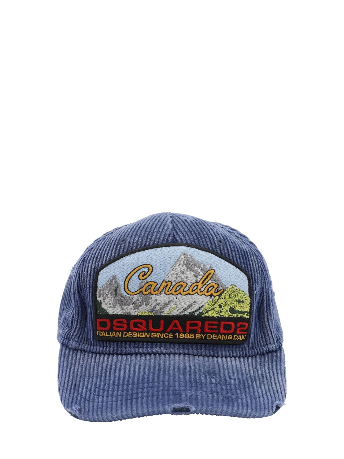 Dsquared2 Cotton Baseball Hat W/ Patch In Blue
