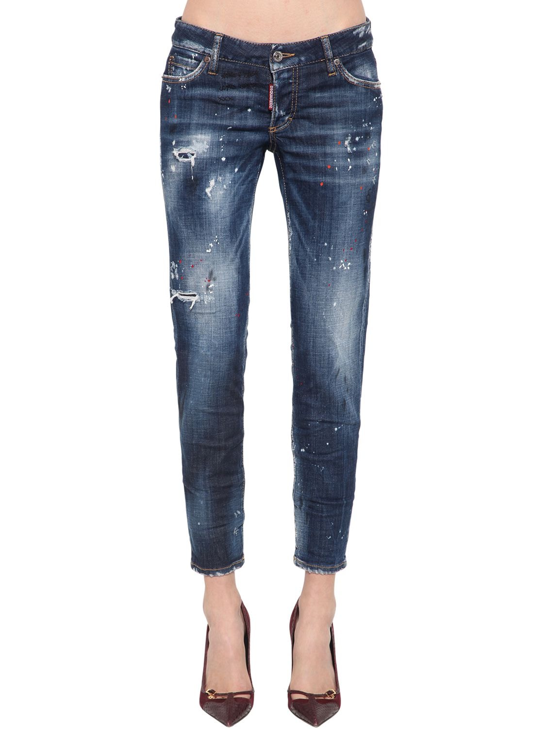 Dsquared2 Jennifer Cotton Blend Denim Jeans In Blue
