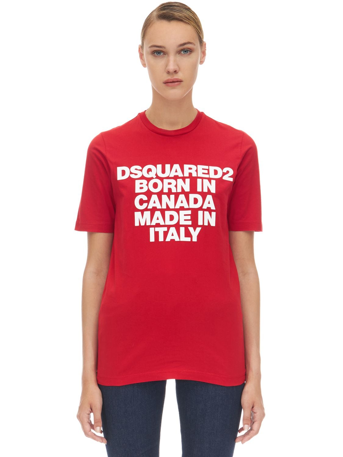 DSQUARED2 PRINTED COTTON T-SHIRT,70I07Y086-MZA30