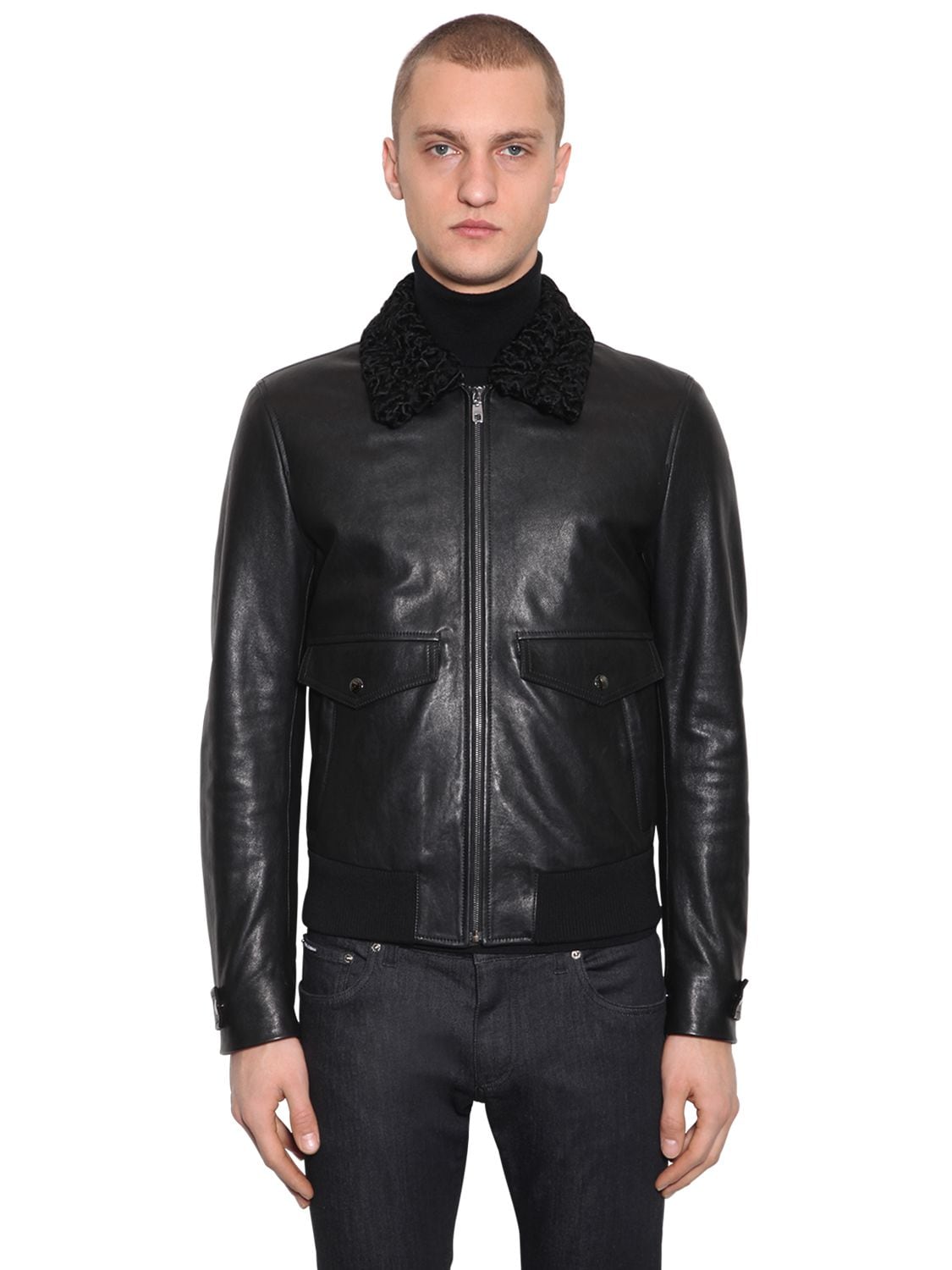 Astracan Leather Blouson Jacket